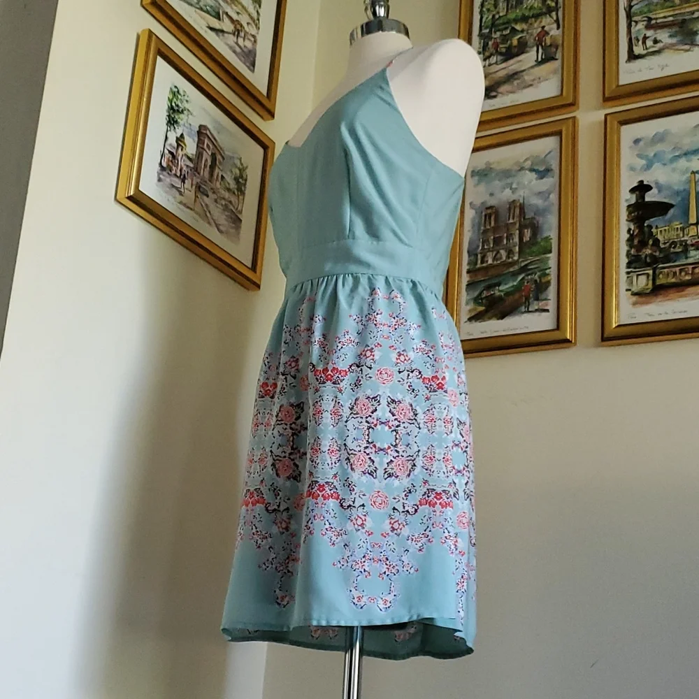 Robin's Egg Blue Floral Strappy Backless Sun Dress - Picture 8 of 14